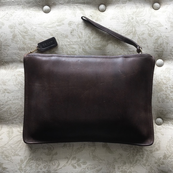1970’s Vintage NYC Coach Mahogany Leather Clutch Bag - Picture 1 of 8